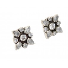 Stud Earrings Vintage 925 Sterling Silver Zircon Stone Women Handmade D528